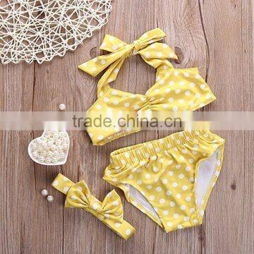 Summer clothing baby girl bikini 2 piece dots bow swimsuit china suppliers