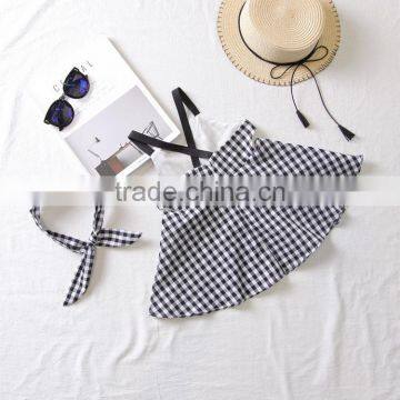 Wholesale Boutique Gingham Dress Fine Shoulder Straps Design A-word Frocks photo-2