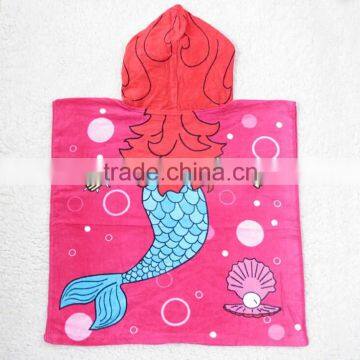 Hotsale Velour Printing Cotton Poncho Towel for Kids,custom Terry Cloth Poncho Hooded Beach Towel for Promotion photo-2