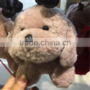 Rex Rabbit Fur Puppy Pom Pom Keychain 100% Rabbit Fur Dog Keychain Accessories Bag Charm Golf Cart Pendant Creative Keychain photo-2