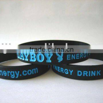 hot sale logo printed black silicone wristband