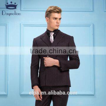 Daynoliao 2016 Latest Men Dress Business Suits Blue Vertical Stripe 3 Pieces Design Men Suits for Wedding photo-3