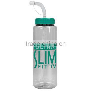 USA Made 32 oz Transparent Sports Bottle With Straw Lid - BPA/BPS-free, FDA Compliant and Comes With Your Logo photo-2