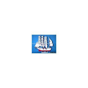 SAILING SHIP RED & WHITE PAINTED SOUVENIR