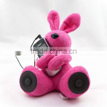 Novelty plush DJ rabbit speaker for MP3 & computer PSP