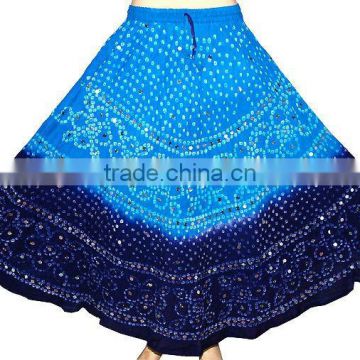 Boho Bohemian ethnic indian sequins work skirts with tie and dye