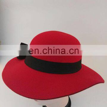Winter Girls Fashion Hats Imitation Wool Red Formal Hat With Bowknot photo-2