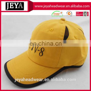 Wholesale reflective trim bright yellow games sports caps fastening embroidered hiking sports caps