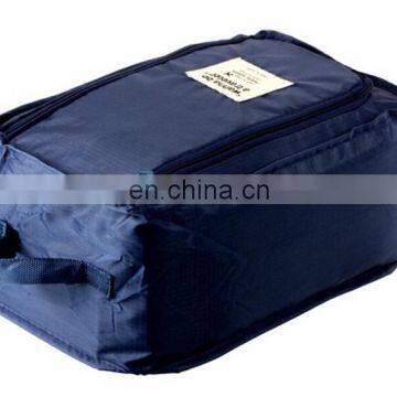 Nylon Shoe Travel Storage Bag with Mesh Pouch Blue