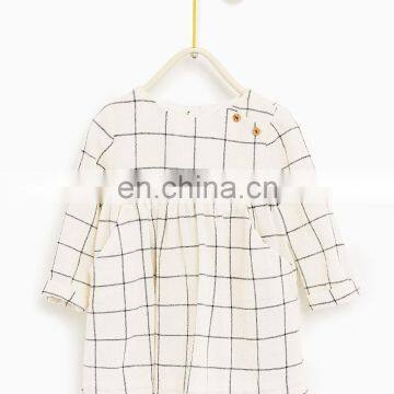 Round neck kid check dress