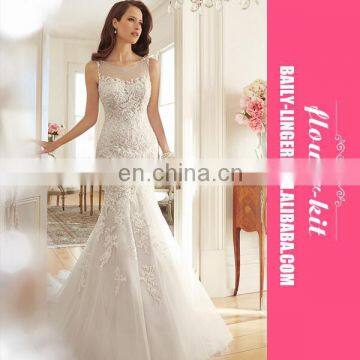 Sexy See Through Lace Mermaid Gown Spring Summer New Wedding Bride Dress