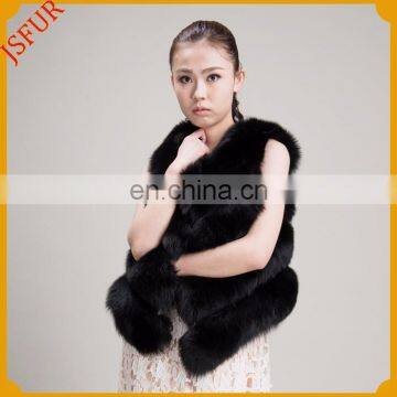 High quality genuine fox waistcoat/fur vest women/black fur gilets