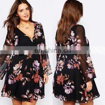 New look inspire flutter sleeve dress women plus size chiffon cloting