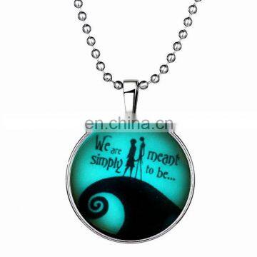 Round Lovers Valentine's Day Necklace Glow in the Dark Necklace Carton Blue Fairy Magical Pendant Women