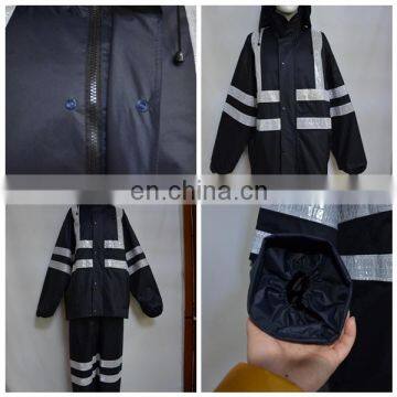 190T Polyester Pongee Raincoat With Prismatic Reflective Strips photo-5