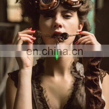 Steampunk Necklace With Gear-cogwheel and Light Capsule Pendant photo-5