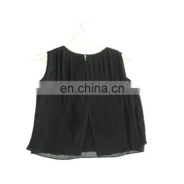 Women Hot Summer Casual Top Sleeveless Chiffon Pleated Top photo-2