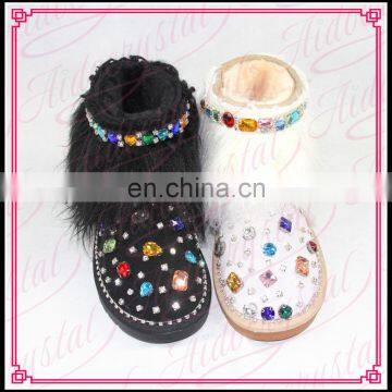 Aidocrystal 2017 New Design Fashion Women Winter Warm Ankle Rhinestone Snow Boots With Fur photo-3
