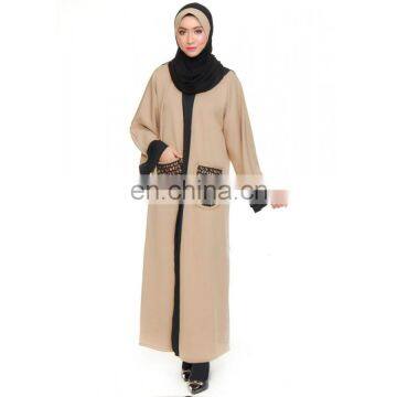 wholesale drop shipping fashion front open pocket kaftan muslim new model abaya in dubai cheap abaya 2017