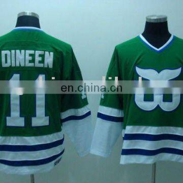 Hartford Whalers # 11DINEEN Green VINTAGE hockey jersey