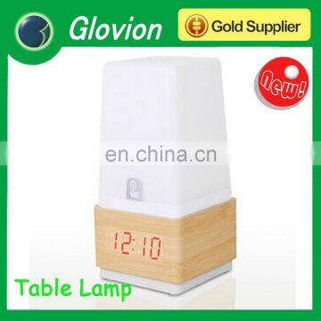 Glovion wooden led digital alarm clock led bedroom lamp voice control led lamp