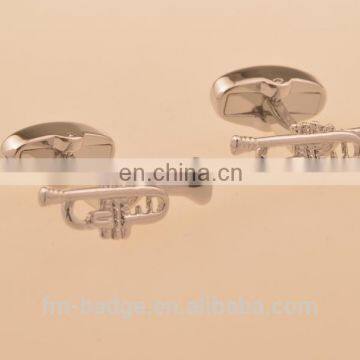 Hot Sale Stylish fancy 3D Silver Instrument Trumpet Shape Cuff links Designer Cufflinks,music horn cufflink