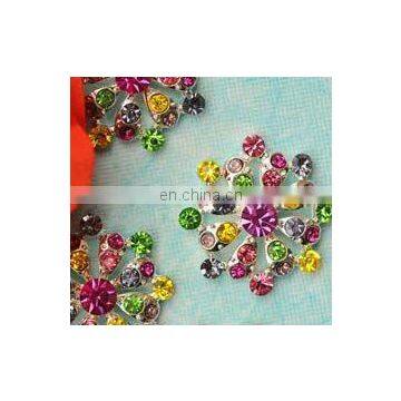 2013 fashion metal color rhinestone button invitation card button