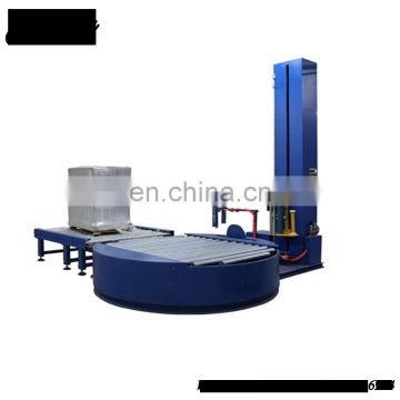 automatic pallet online PLC program wrapping machine with top film dispenser