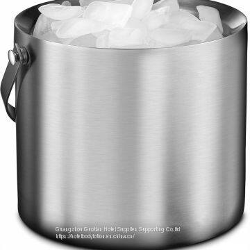 Stainless Steel Ice Bucket With Tongs - 3 Liter Double Walled Insulated With Airtight Leak Resistant Lid and Carrying Handle – Mirror Polish Finish – Elegant Gift photo-2