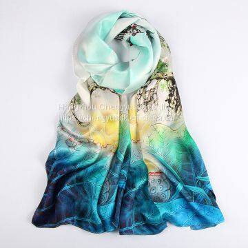 Large Long Silk Scarf Hijab Women Luxury 100% Pure Silk Chiffon Scarf photo-5