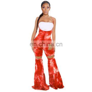 Streetwear Sexy Women Elastic Ruffles Hole Flare Pants Leggings High Waist Overall Trousers Draped Jogger Sweatpants photo-5