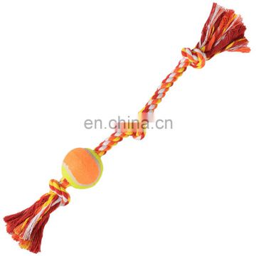 china manufacturing pet orange tennis ball toy with cotton rope toy