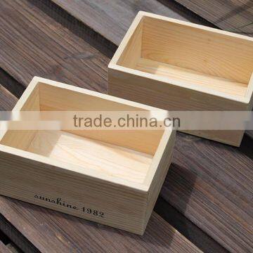 Silk printing logo natural color solid pine wood boxes