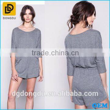 Gray Elastic waistband With Two Front Pockets Romper