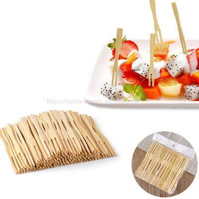 Bamboo Forks 3.5 inch Mini Food Picks Skewers for Appetizer, Fruit, Pastry, Dessert, Garnish, Sandwich