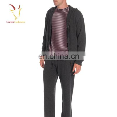 Men's Merino Wool Knitted Cardigan Hoodies with Zipper