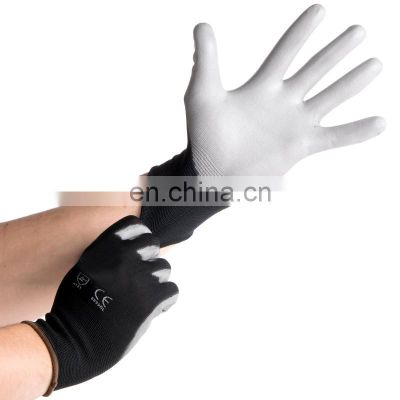 HUAYI Gray Polyurethane Coated Safety Work Gloves for Hand Protection