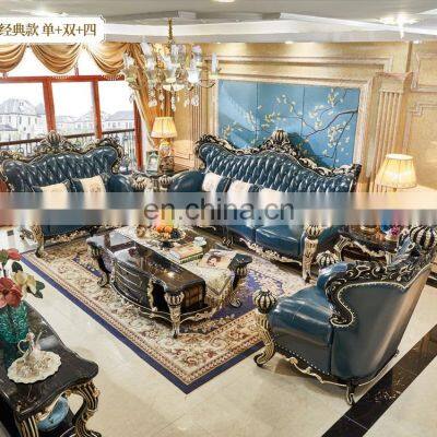 CBMmart Furniture Design 7 Seater Sofa Wood living room hand carved Leather sofa set