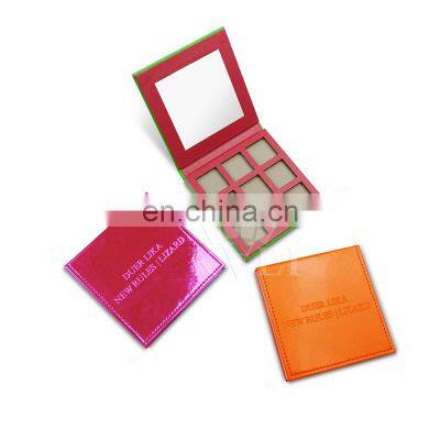 2021 metallic shiny colorful leather PU customized logo eyeshadow empty palette packaging