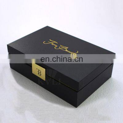 Custom logo tag lock beauty set gift box luxury cosmetic perfume box with velvet ps tray