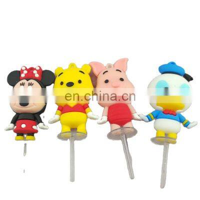 Wholesale Cake Decoration Birthday Mickey Minnie Pooh Animal Cute Cartoon Doll PVC Party Cake Toppers