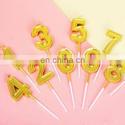 New Arrival 0~9 Number Golden Candle Birthday Cake Topper Decoration Party Celebration Cake Candles