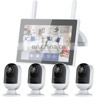 4CH Mini Smart Wireless Ip Network Security Home Surveillance CCTV Battery Camera System 3MP WiFi 7 Inch LCD Monitor Nvr Kit