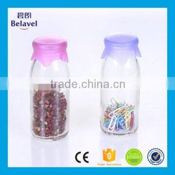 Food Grade 250ml Beverage Juice Bottle Glass Milk Bottle With Silicone Cap