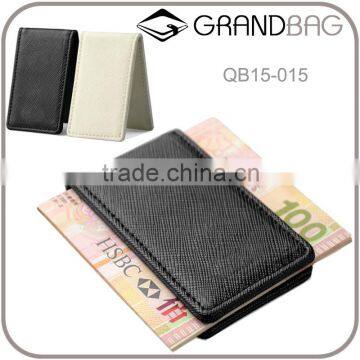Saffiano leather magnetic money clip holder cash clip with hidden magnetic