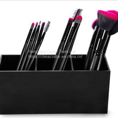 3 Slot Acrylic Cosmetics Brushes Storage Box Clear Makeup Brush Holder Organizer