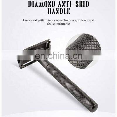 Mens Good Quality Metal Double Edge Blade Shaing Set Private Label Shaving Safety Razor and Stand photo-5