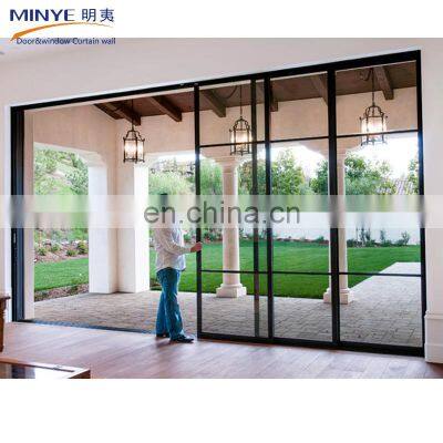 4 Tracks Sliding Door Commercial System Aluminium double glazed windows & doors