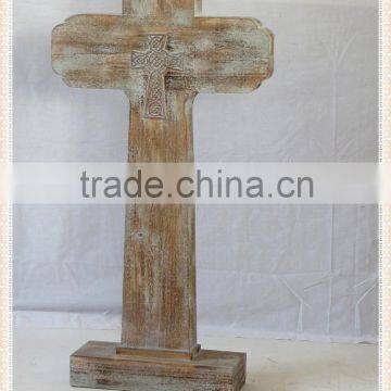 wholesale decorative vintage carved wood cross for home&garden decor. HW15A00346