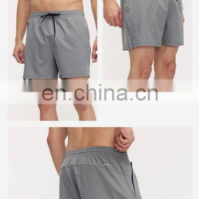 Wholesale Summer New Quick Dry Drawstring Polyester Breathable Zipper Side Pocket Sports Gym Running Fitness Shorts For Men photo-5